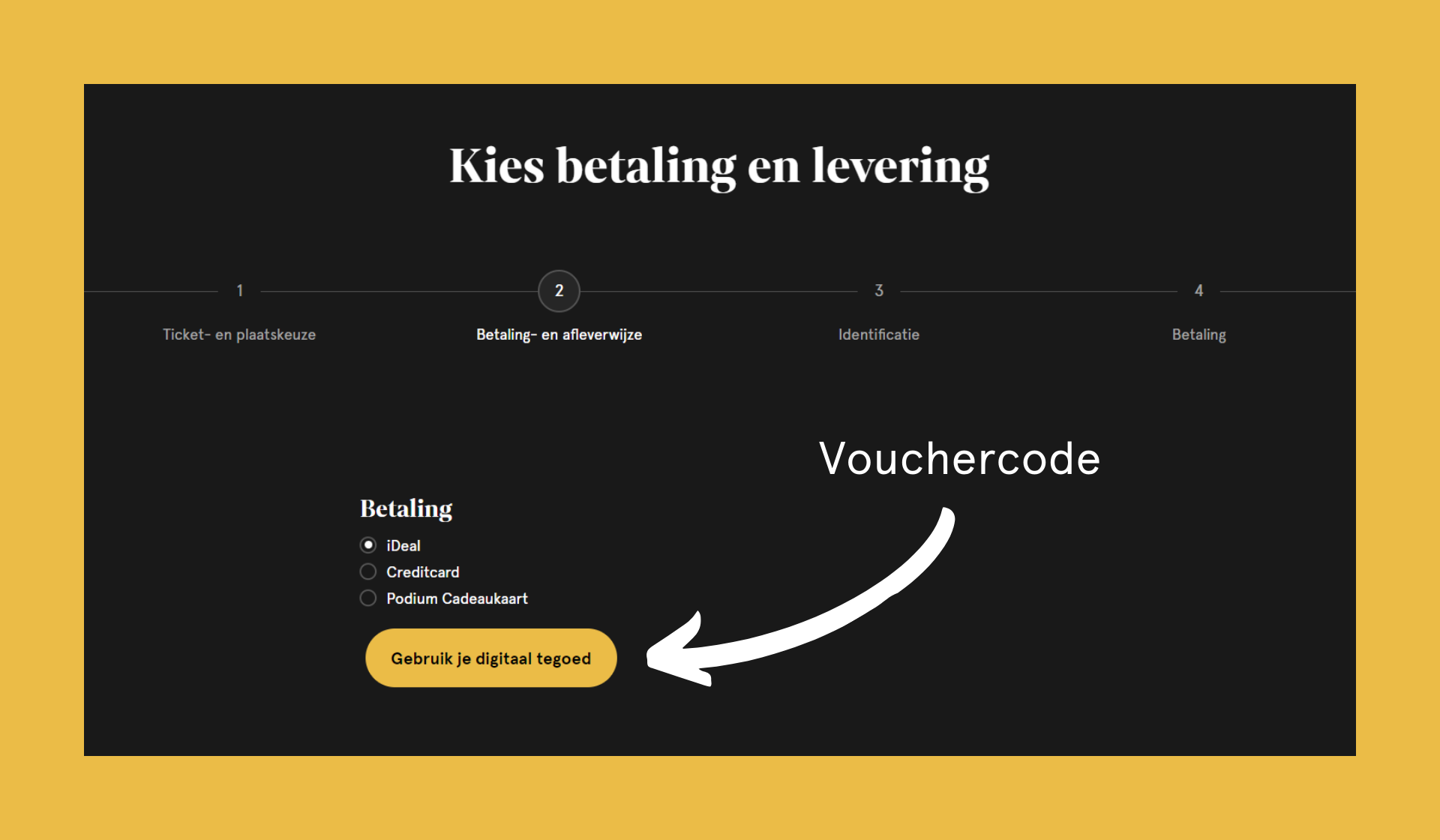 voorbeeld afbeelding bestelproces met digitaal tegoed